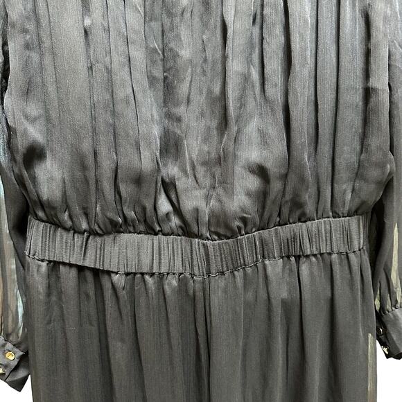 Nina Parker Womens Black Wide Leg Long Sleeve Button-Front Jumpsuit Plus 24W - Picture 11 of 12